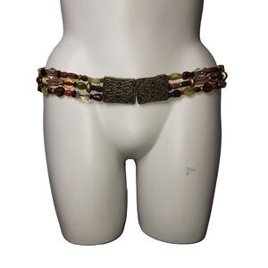 Coldwater Creek Earth Jewel Belt with Antique Brass Style Accents